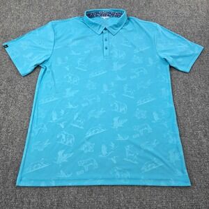 Swannies Polo Shirt XL Mens Blue Wildlife Animal Golf Athletic Casual NWOT‎